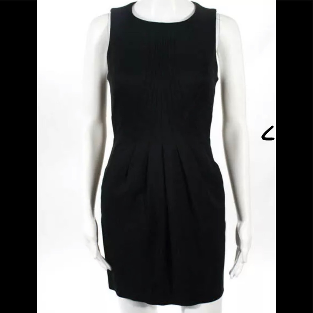 REISS BLACK PLEATED ABOVE KNEE SHEATH DRESS